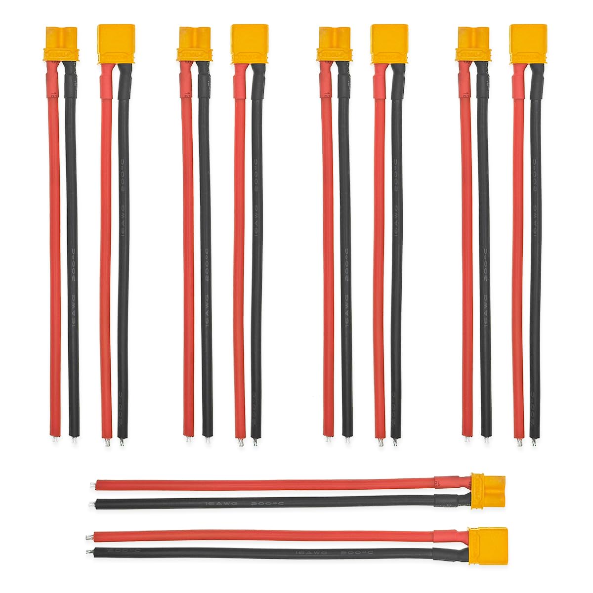 5Pair XT30 Plug Male Female Connector Adapter with 10cm 16AWG Silicone Wire Amass XT30U for RC LiPo Battery FPV Racing Drone