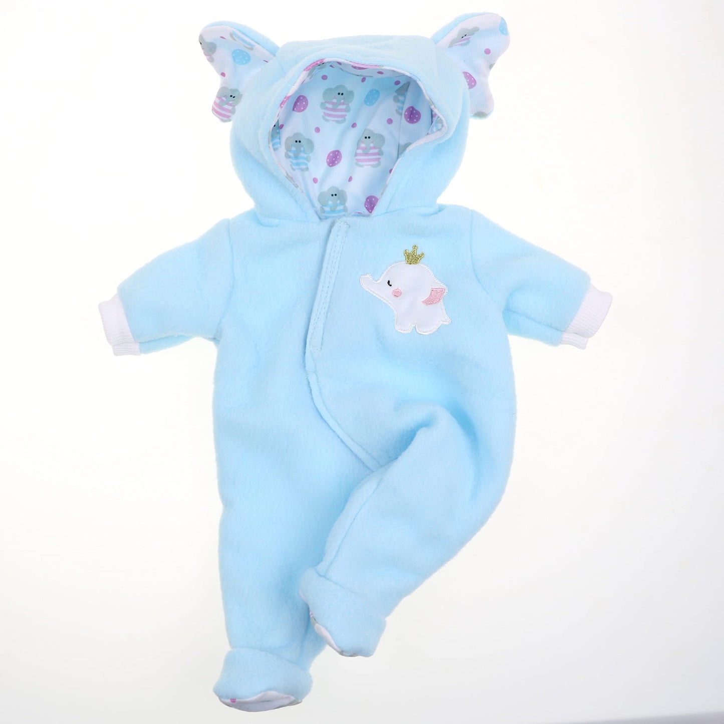 JC Toys Berenguer Boutique Baby Doll Outfit Blue Elephant Hooded Onesie 14"-16" Dolls Ages 2+ Fabric CLO30040F