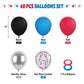 Funhot Red And Blue Balloons, 60 Pcs Red Black Blue Balloons, 12 Inch Metallic Silver Latex Balloons Helium Blue Red Confetti Ba