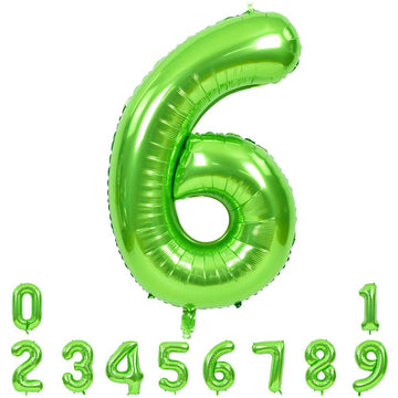 Toniful 40 Inch Large Green Numbers Balloons 0-9, Number 6 Digit 6 Helium Balloons, Foil Mylar Big Number Balloons For Birthday