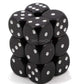 chessex Manufacturing 25608 Opaque Black With White - 16 mm Six Sided Dice Set Of 12