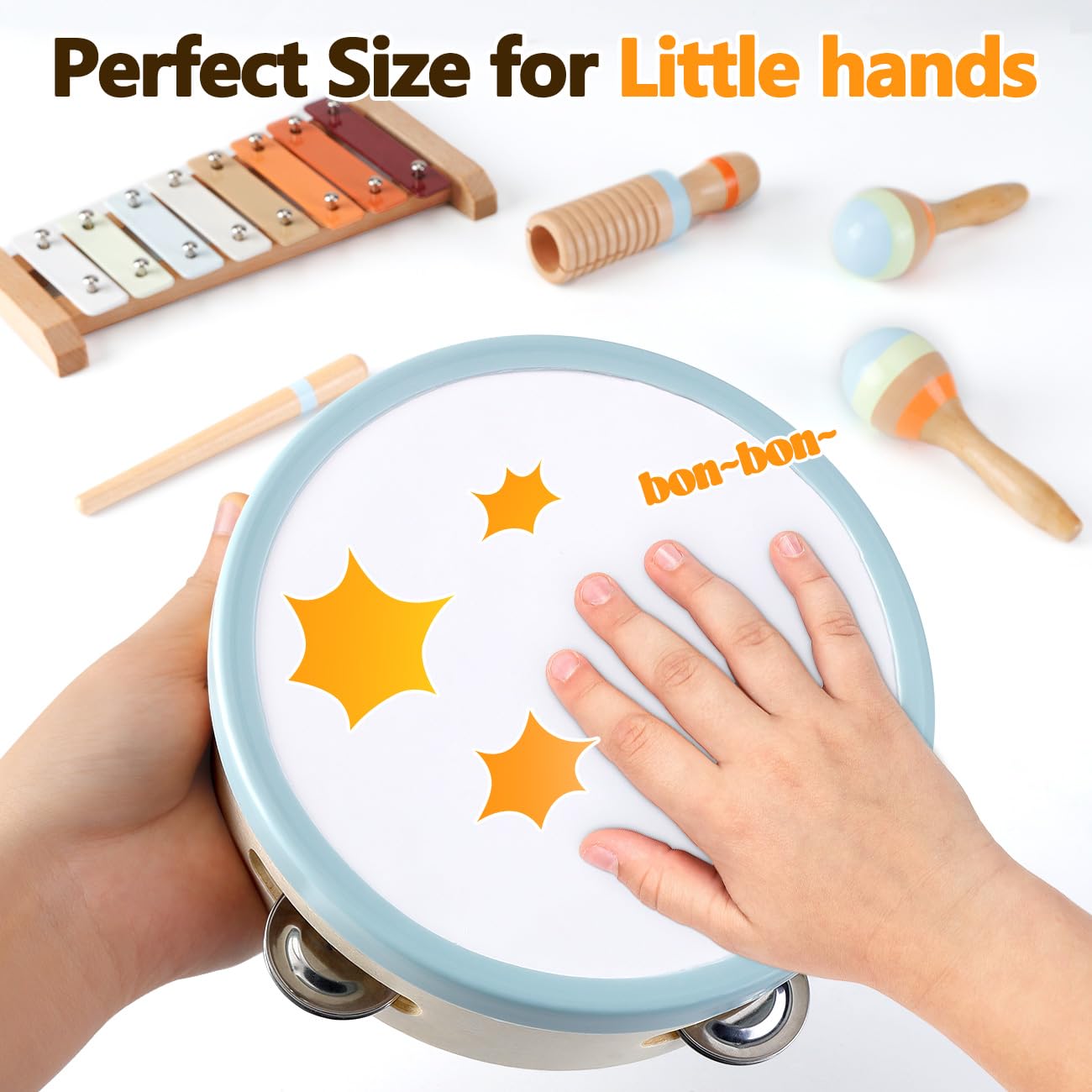 Musical Instruments for Toddlers 1-3 Wooden Music Toys for 1 Year Old with Xylophone & Maracas Montessori Percussion Set in Neutral Boho Colors Kids Preschool Educational Birthday Gifts