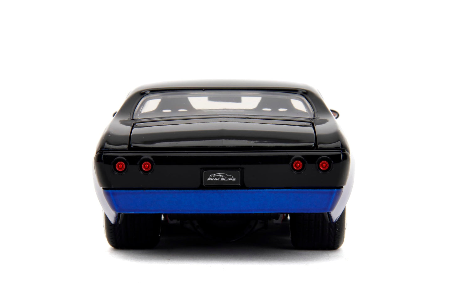 Pink Slips 1:24 W5 1971 Chevy Chevelle SS Die-Cast Car w/Base, Toys for Kids and Adults(Blue/Black Gradient)