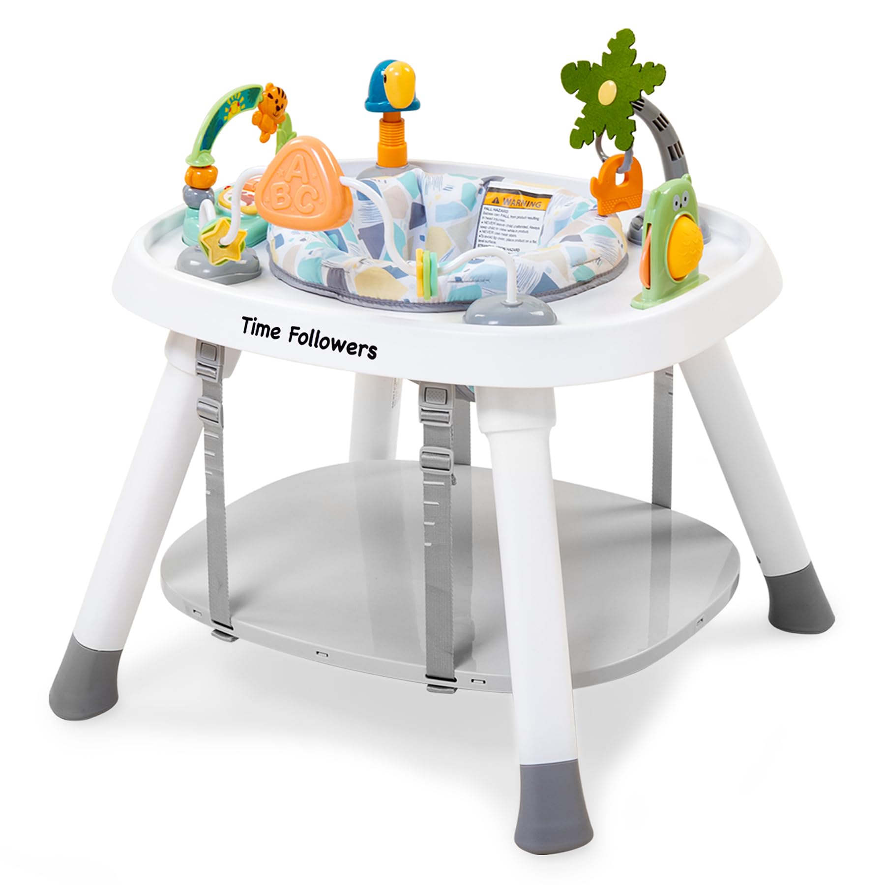 Time Followers 4-in-1 Baby Activity Center | 3 Stage Grow Stationary Standing Toddler Play Table | Tummy Time,Exersaucer, Jumper