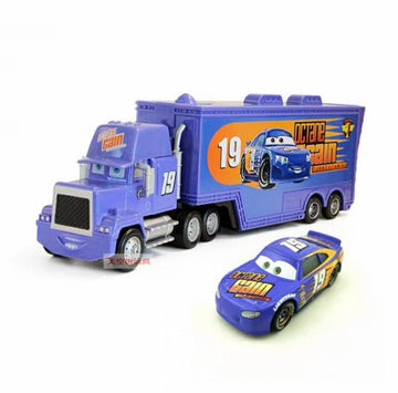 wltk Movie Cars 2 3 Hauler Mack Truck NO.19 & Bobby Swift Racer Speed 2PCS Vehicles