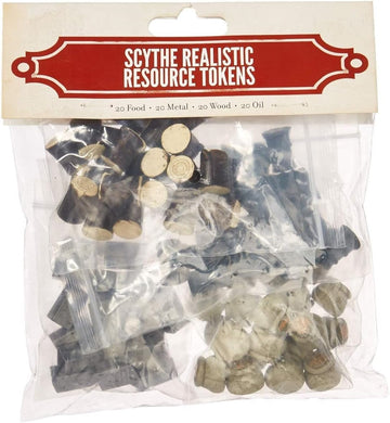 Stonemaier Games Scythe Realistic Resources - 80 Upgraded Resin Tokens (20 Grain, 20 Iron, 20 Oil, 20 Wood), Model STM608