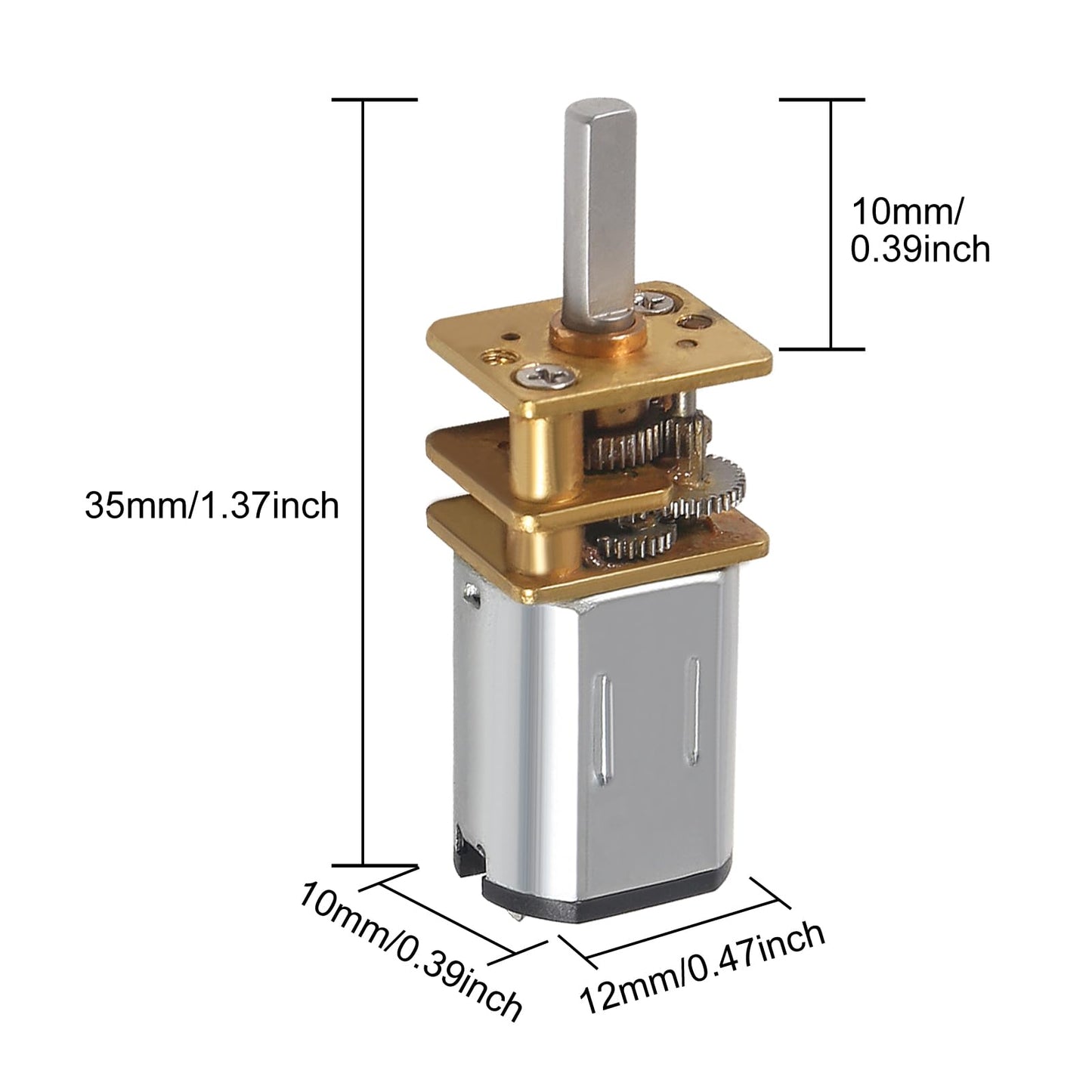 2Pcs DC 12V 1000RPM Gear Motor Full Metal Geared Mini Micro Gear with Gearwheel 1000RPM N20 Speed Reduction Motor for DIY RC Toy