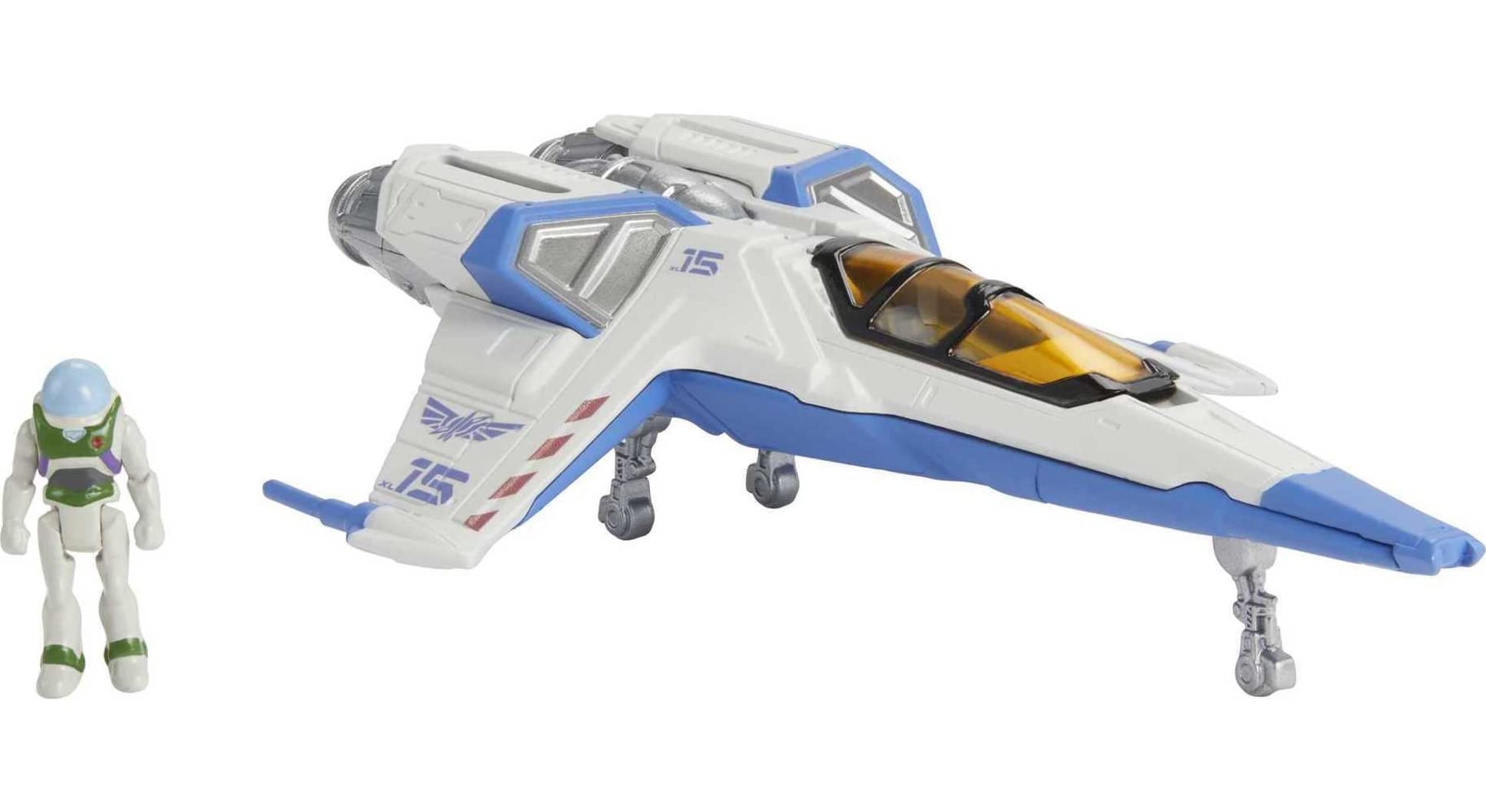 Mattel Disney and Pixar Lightyear Hyperspeed Series Mini Action Figure & Toy Vehicle Set, Buzz Lightyear & XL-15 Spaceship -Like New