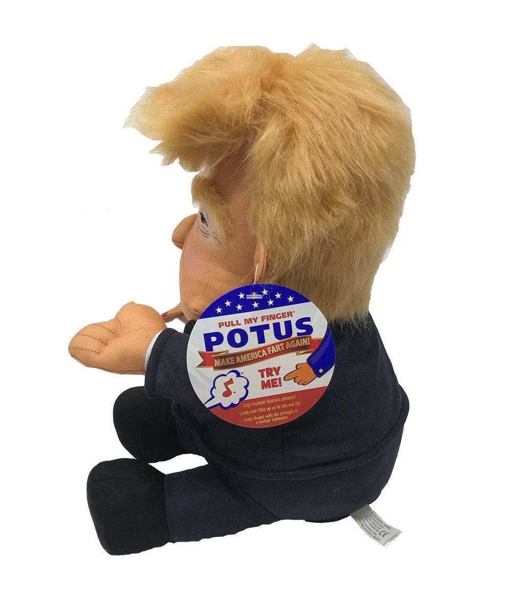 Pull My Finger Farting Donald Trump Plush Figure Doll -With Animated Hair-10.5 Inches Tall
