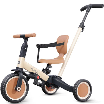 newyoo Toddler Tricycle with Push Handle for 1-3 Year Old, Toddler Bike, Birthday Toy for Boys and Girls, 5 in 1 Kids Trike, Bal