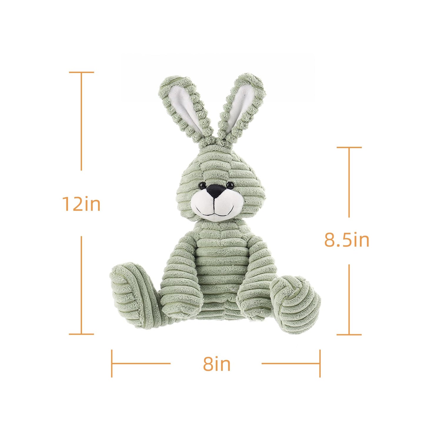 Apricot Lamb Toys Plush Corduroy Rabbit Bunny Stuffed Animal Soft Cuddly Perfect For Child (Green Bunny,8.5 Inches