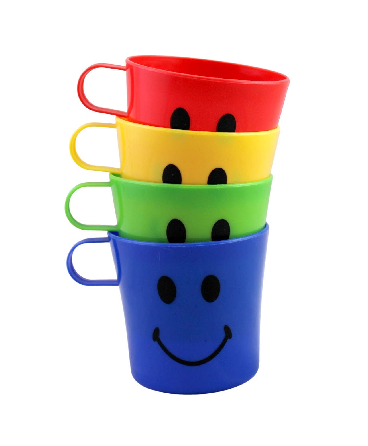 Dependable Industries inc. Essentials 4 Pack Plastic Smiley Face Plastic Mug BPA Free Party Favor Drinking Cup