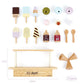 Pillowhale Wooden Ice Cream Toy,Pretend Play Food Toys,Play Ice Cream Counter Set for Kids,Play Kitchen Accessories for Toddlers