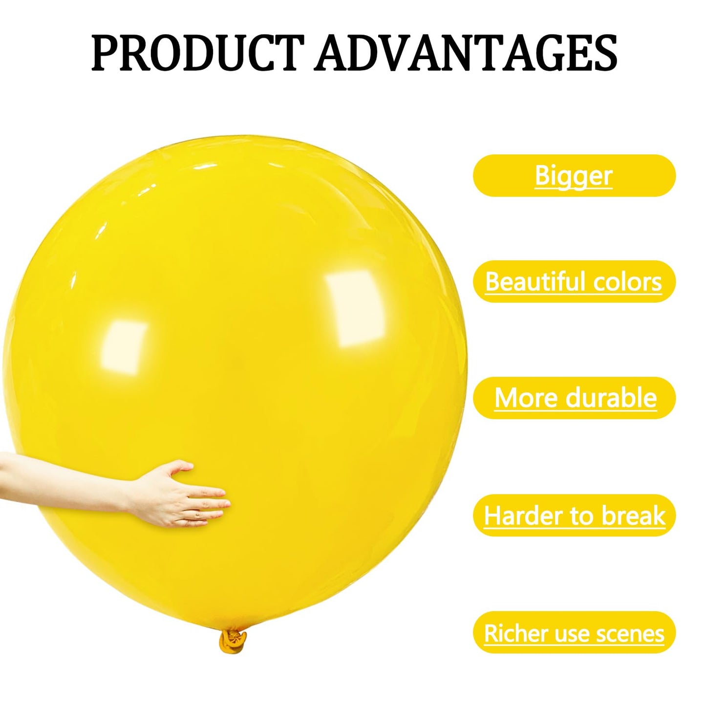 Yellow Big 36 Inch Balloons, 9Pcs Yellow Giant Big Latex Balloons, Large Balloons For Birthday Wedding Party Decorations.(Yellow
