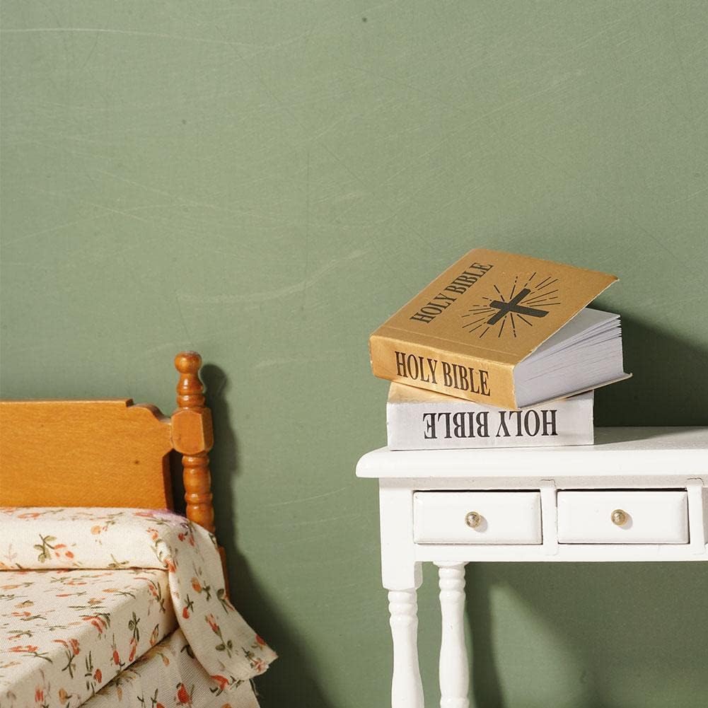1Pc Mini Bible Pocket Book 1/12 Dollhouse Miniature Book Bookshelf Bedroom Library Accessories,Dollhouse Furniture, Dolls And Ac