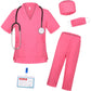Gorkonpy Doctor Costume For Kids Boys Girls Toddler Doctor Costume With Lab Coat Halloween Party Dress Up (Pink, 4-5 Years)