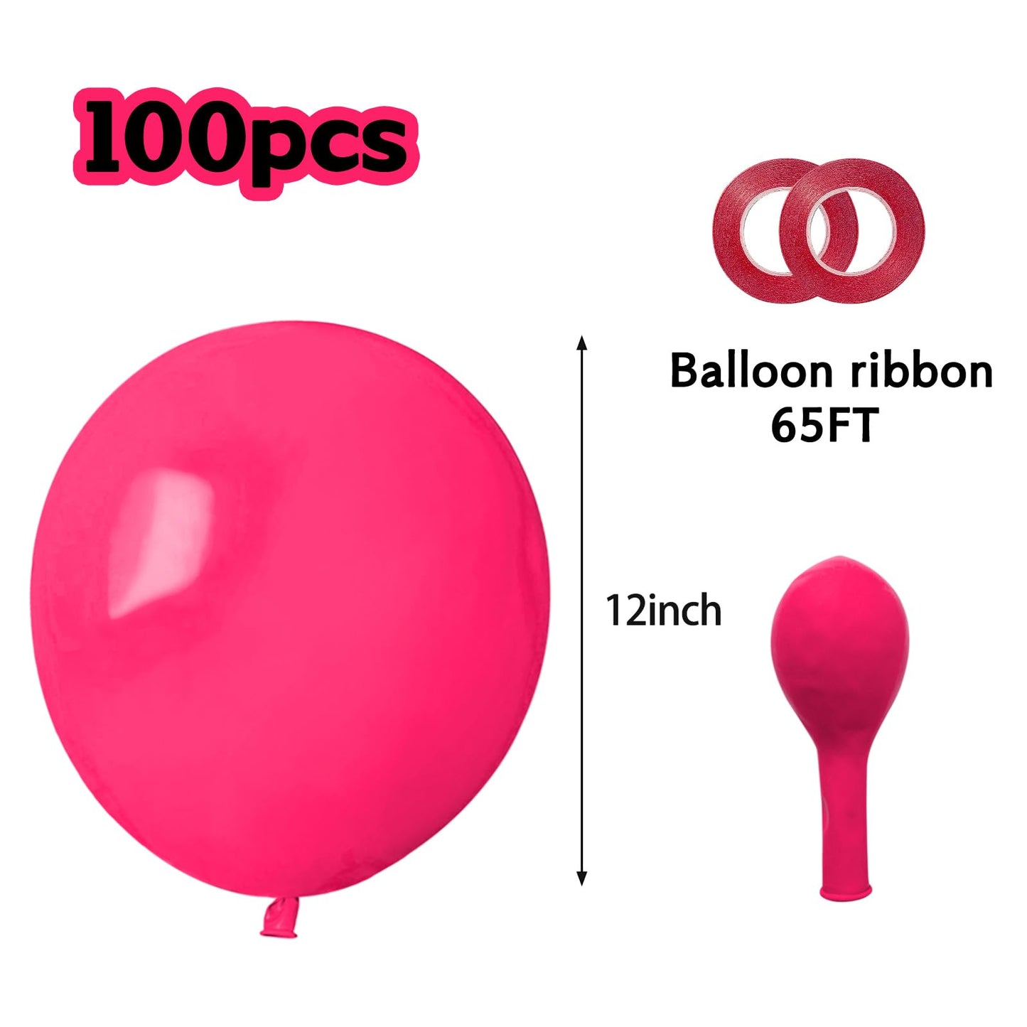 Hot Pink Balloons 100 Pcs 12 Inch Thicken Latex Hot Pink Balloons Pink Round Helium Balloons For Birthday Wedding Valentines Ann
