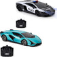 CMJ RC Cars Twin Pack: Lamborghini Sian & Police RC Cars, Plastic, Model 124TPPCS, Perfect for Racing Fans