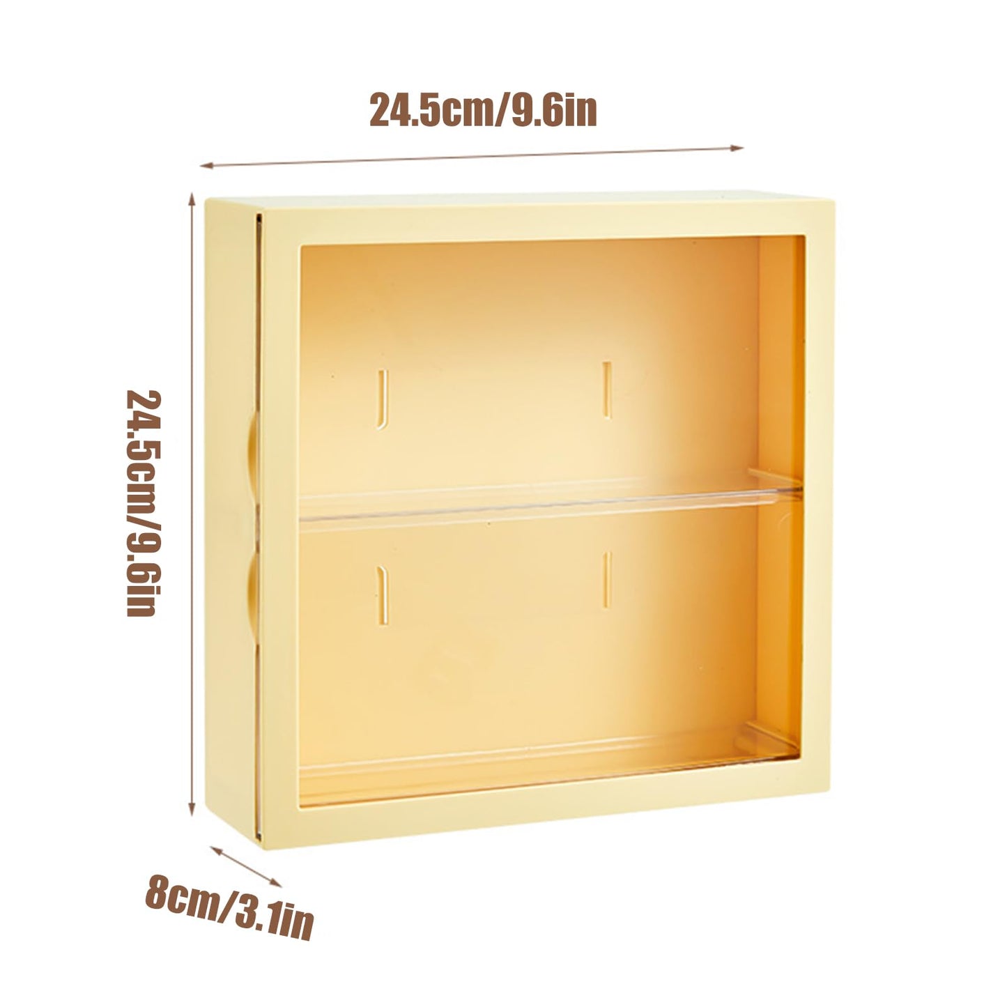 Clear Display Case For Figures, Square Wall-Mounted Doll Storage Box, Adjustable Display Stand With Door Dust And Moisture Proof Suitable For Lego Collectibles Action Figures Pop Mart (Yellow)