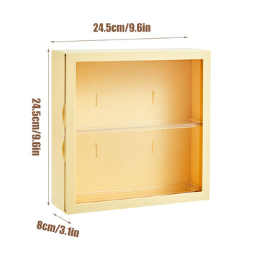 Clear Display Case For Figures, Square Wall-Mounted Doll Storage Box, Adjustable Display Stand With Door Dust And Moisture Proof Suitable For Lego Collectibles Action Figures Pop Mart (Yellow)