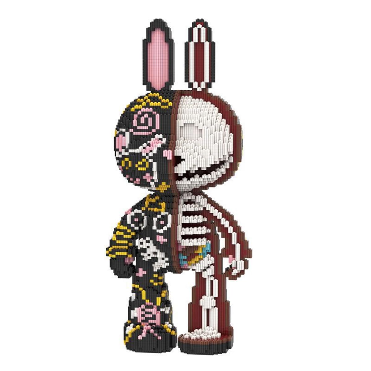 HONLANCH Micro Building Blocks Set - Animal Graffiti Skeleton Rabbit, 8000PCS, 21.6 inches, Plastic, Model MP8003, Gift for All Ages