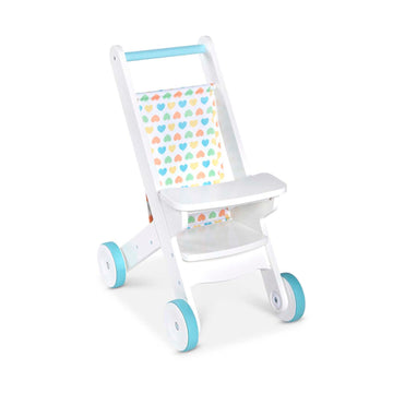 Melissa & Doug Mine To Love Wooden Play Stroller For Dolls-Stuffed Animals - White (18   H X 8   W X 11   D Assembled)