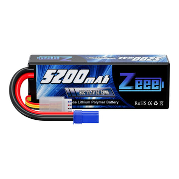 Zeee 3S Lipo Battery 5200mAh 11.1V 80C with EC5 Connector Hard Case Battery for RC Car Boat Truck Helicopter Airplane Racing Mod