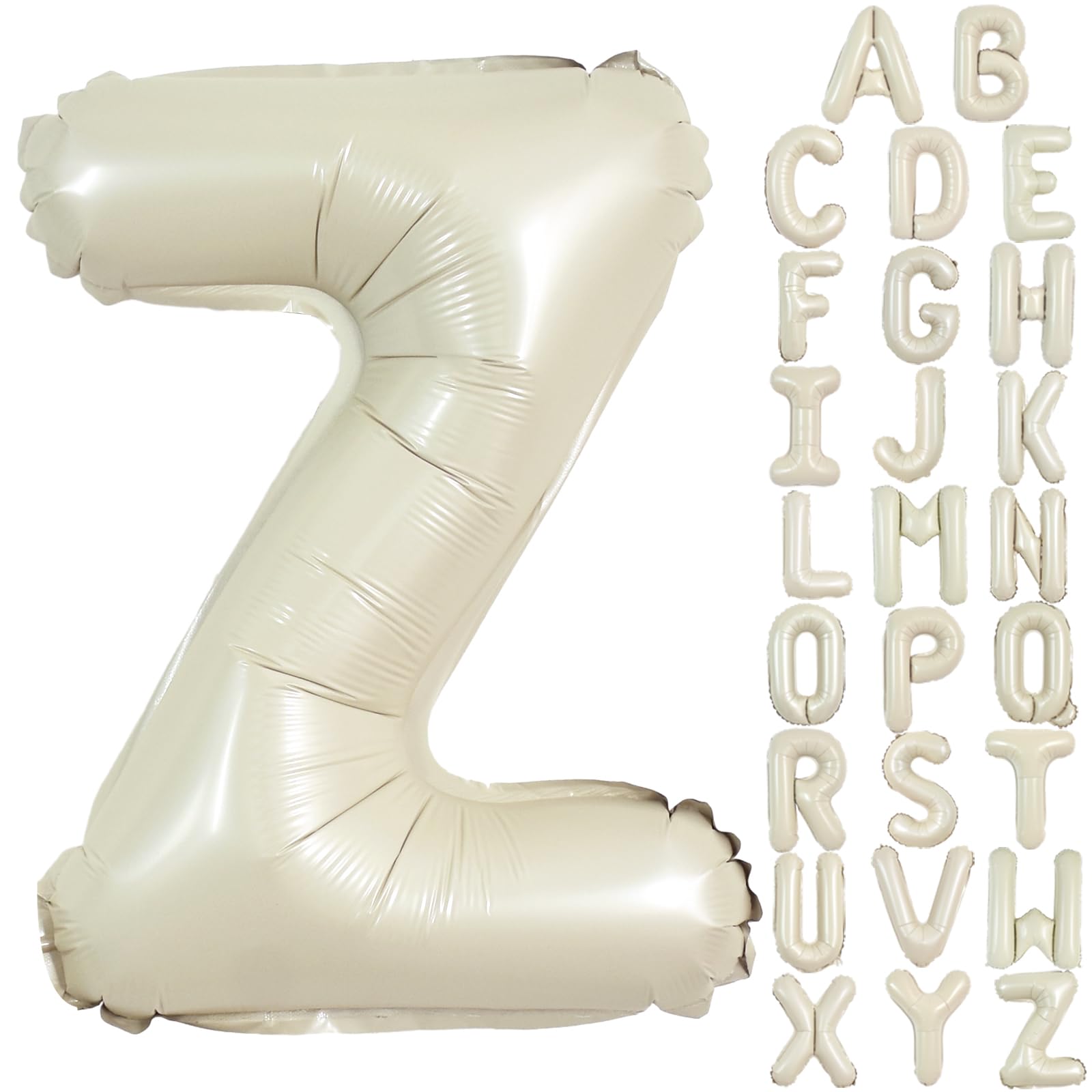 TONIFUL 40 Inch Large Cream White Letter Z Balloons Giant Alphabet Letter Balloons,Foil Mylar Big Balloons for 2026 Graduation B