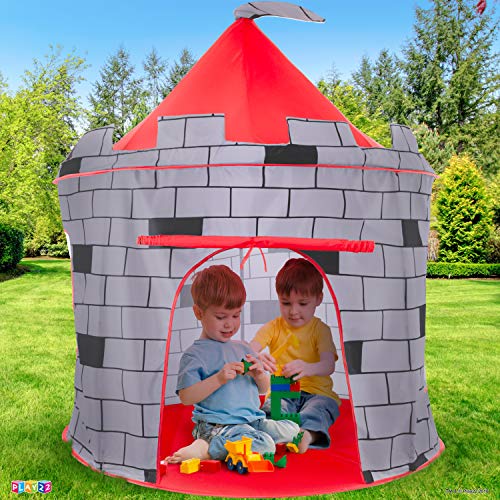 Play22 Kids Play Tent Knight Castle - Portable Kids Tent - Kids Pop Up Tent Foldable Into Carrying Bag - Childrens Play For Indoor & Outdoor Use - Kids Playhouse Best Gift For Boys & Girls