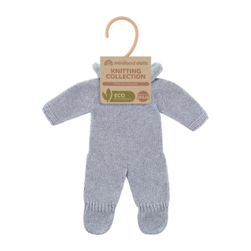 Miniland Clothes for Dolls 12 5/8'' Knitted Outfit Blue Gray Color - ECO, Made in Spain, Quality, Role Play, Educational