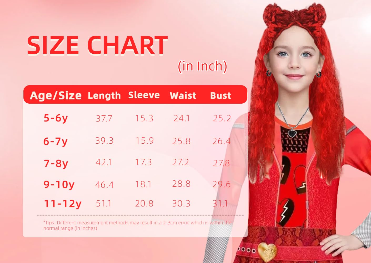 Gftybcst Princess Red Costume For Girls - Rise Red Jumpsuit Kids Dress Up Outfits For Halloween & Birthday Parties - Cosplay 5-1
