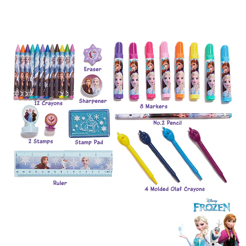 Innovative Designs Disney Frozen 2 Kids Deluxe Activity Set with Carrying Tin, Coloring Sheets, Tattoos, Stickers, & Art Supplie