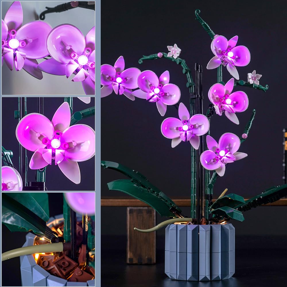 Brickbling Led Lighting Only, Compatible With Lego Orchid Flowers; Creative Light Kit Compatible With Lego 10311, Great Gift For Adults - Light Kit Only, Not Come With Model
