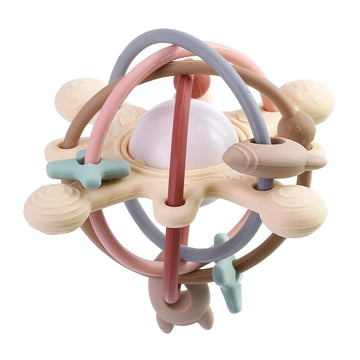 Eoopoon Baby Teether Toy For Babies 3 Months+, Silicone Baby Teething Toys, Rattle Sensory Teether Toy For Sore Gums, Baby Chew Toys For Sucking Needs, Bpa Free, Navajo White