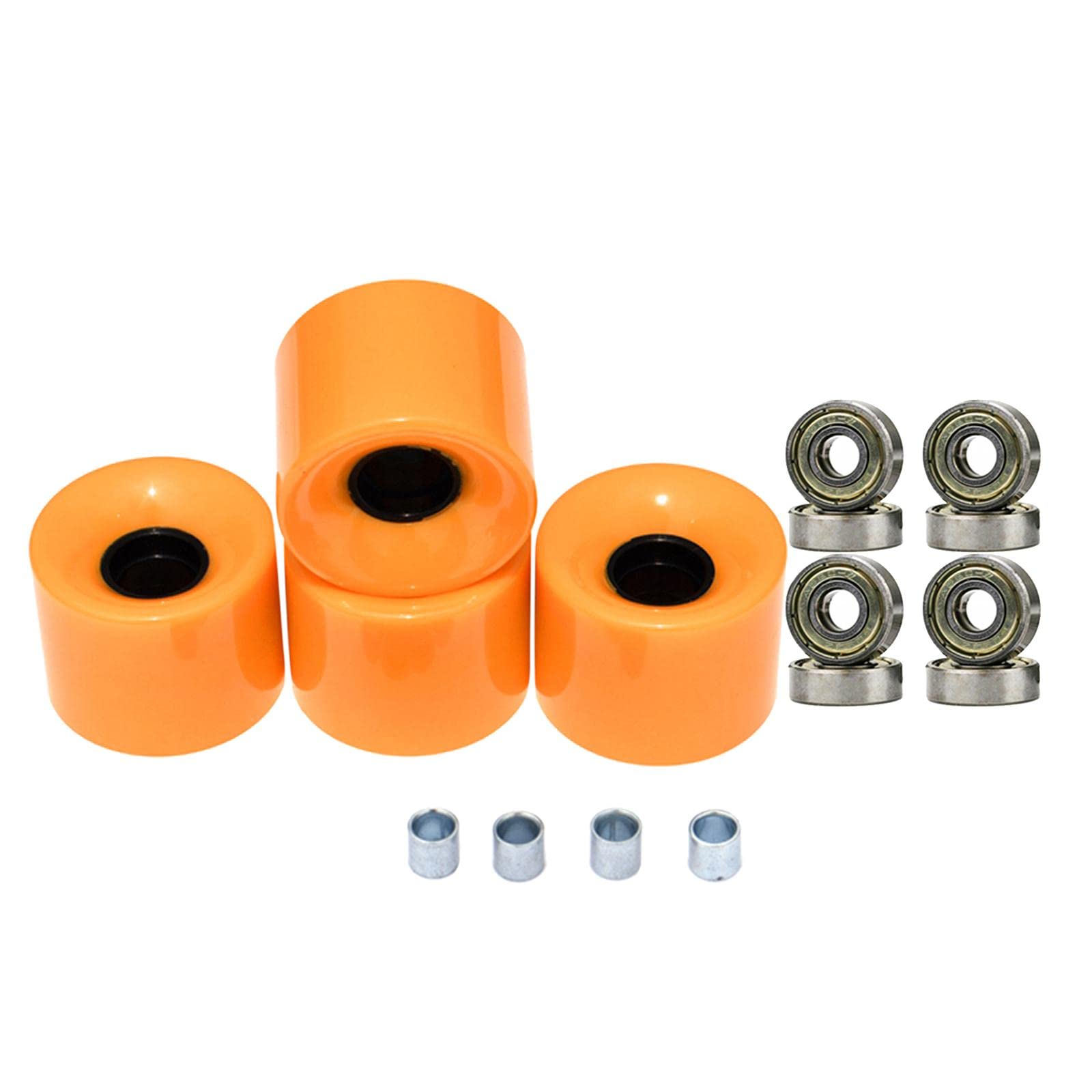 UJEAVETTE Skateboard Wheels with Bearings 60mm Wheels Set of 4 Orange Gold Cover
