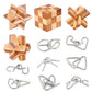 Bamboo 3D Puzzle Metal Brain Teasers Puzzles Mind Game Toys Set For Teens And Adults Pack Of 12Pcs