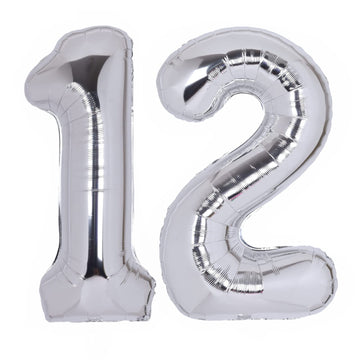 40 Inch Number 12 Balloon Silver Jumbo Giant Big Large Number 21 Foil Mylar Silver Balloons 12Th Birthday Party Anniversary Deco