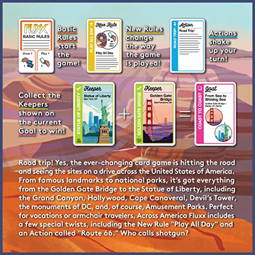Looney Labs Across America Fluxx Card Game - Ever-Changing Fun for Travel