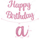 Beishida Pink Happy Birthday Banner - No Diy,10Feet,Pre-Strung-Glitter Happy Birthday Sign, Happy Birthday Garland,Happy Birthda