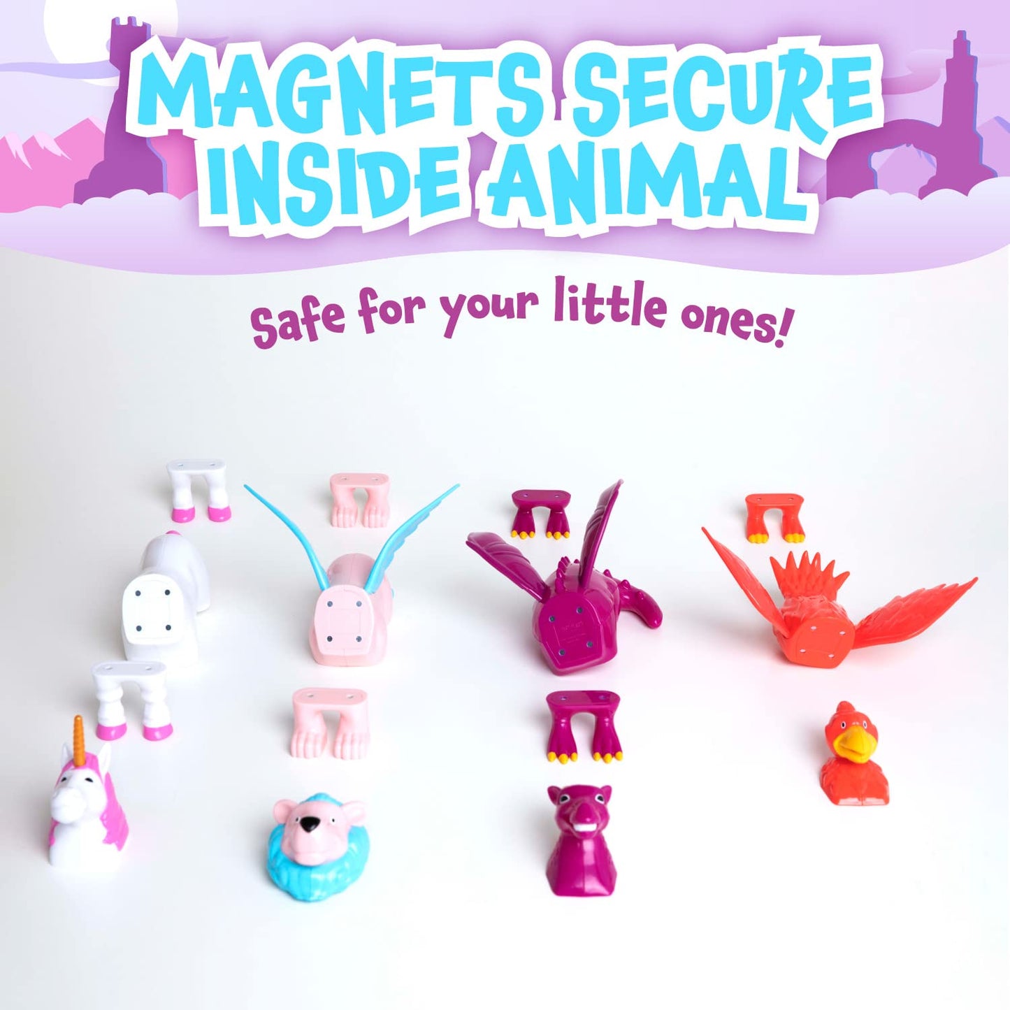 POPULAR PLAYTHINGS Magnetic Mix or Match Pastel Mythical Kingdom Toy Play Set, 15 Pieces