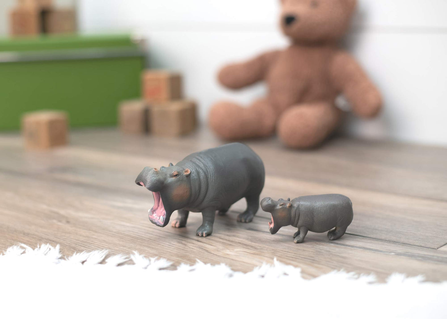 Class Collections Hippo Mom And Baby Animal Figure 5 Inch Children'S Toy 2 Piece Playset
