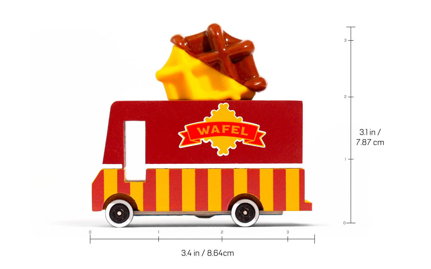 Candylab Toys CANDYCAR Wooden Food Truck Collection - Waffle Van  enhanced Handcrafted Beech Wood Toy Car