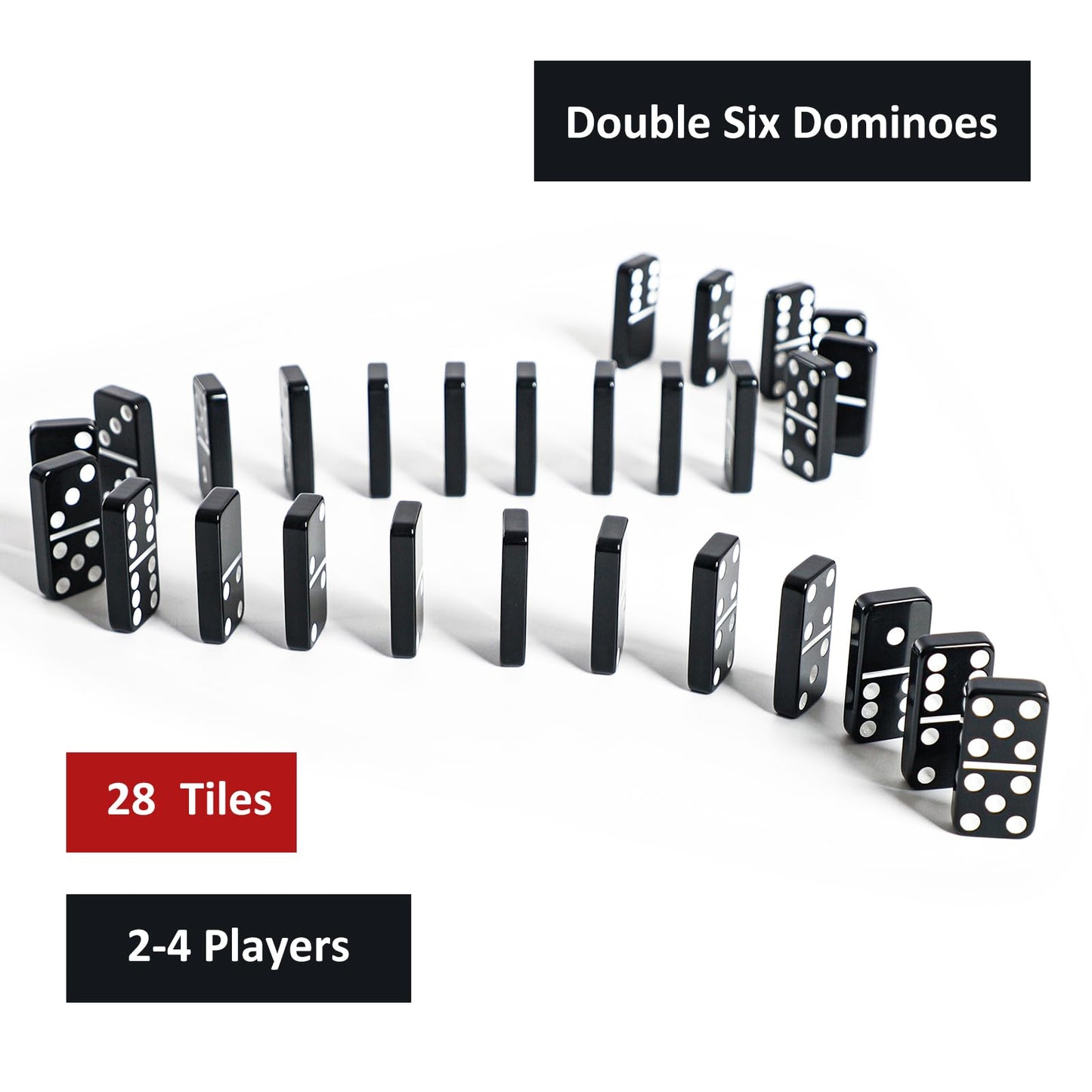 Gustaria Dominoes Set For Adults, Double Six Domino & Tile Games, Domino Set With 28 Large Tiles & Portable Bag, For Classic Family/Travel Board Game (2-4 Players)