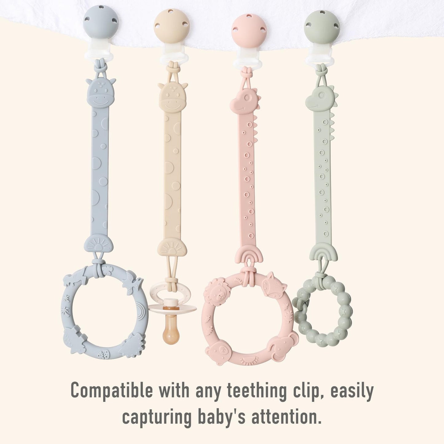 YIVEKO Silicone Teethers for Babies 0-6 6-12 Months Teething Toys for Infants Baby Chew Toys for Sucking Needs Baby Teething Rings for Infant Boys and Girls 3 Pack-Dinosaur-Baby Blue