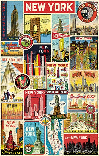 CAVANILLI & CO. New York City Collage Puzzle, 500 Pieces, Vintage Poster, Multi, Model PZL500/NYC