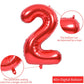 Toniful 40 Inch Red Large Numbers Balloons 0-9, Number 2 Digital 2 Helium Balloons, Foil Mylar Big Number Balloons For Birthday