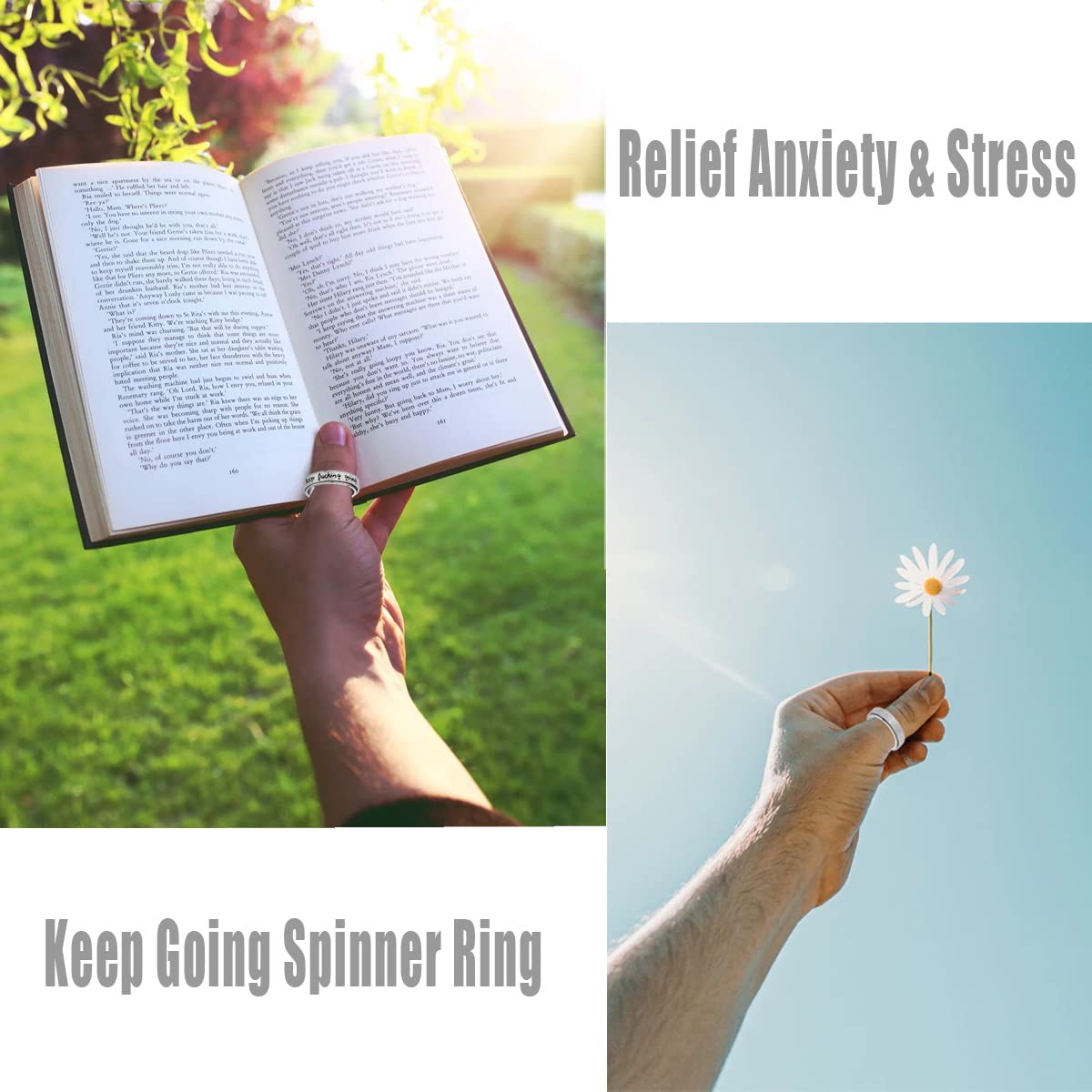 Amorartsky Anxiety Ring For Women Spinner Ring Fidget Ring For Men Keep Going Ring Initial Mood Ring Spinning Ring Anxiety Ring Titanium Stainless Steel Size 6 7 8 9 10