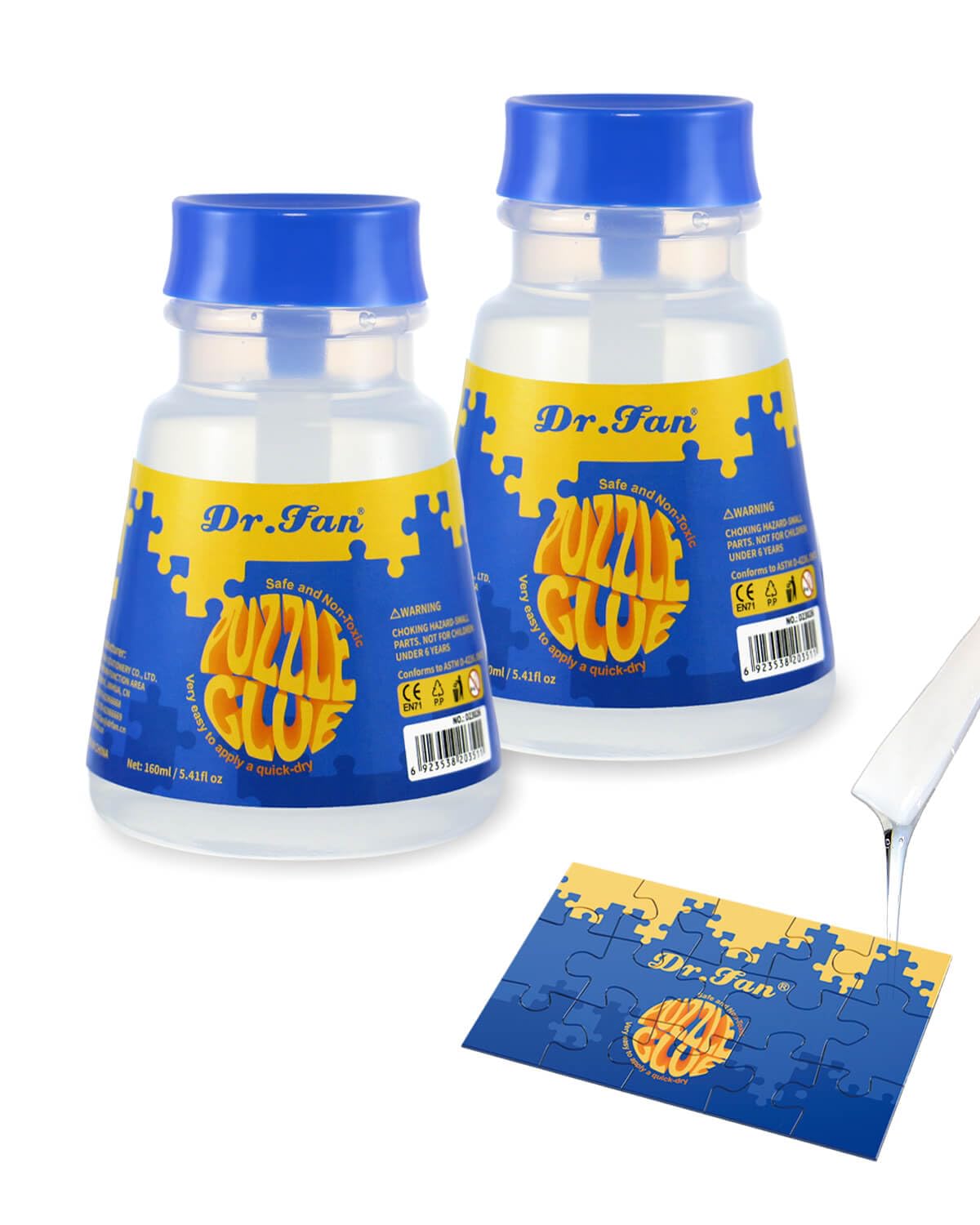 Dr.fan Puzzle Glue, Quick Dry Non-Toxic PVA, 160ml (5.4oz), 2 Pack, Transparent, Suitable for 1000-5000 Pieces Jigsaw P