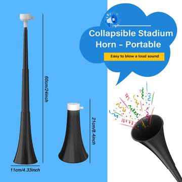 Stadium Horn Vuvuzelas Soccer Horn Collapsible Blow Horn Trumpet Horn Noise Maker Loud Sound Handheld Horn Sports Horn Noisemake
