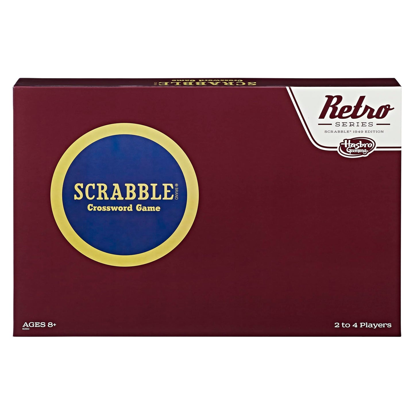 Hasbro Gaming Retro Series Scrabble 1949 Edition Board Game - Brown Wood, Model B2850